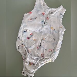 Pehr White Sleeveless Baby Romper with Colorful Print only worn 1 time